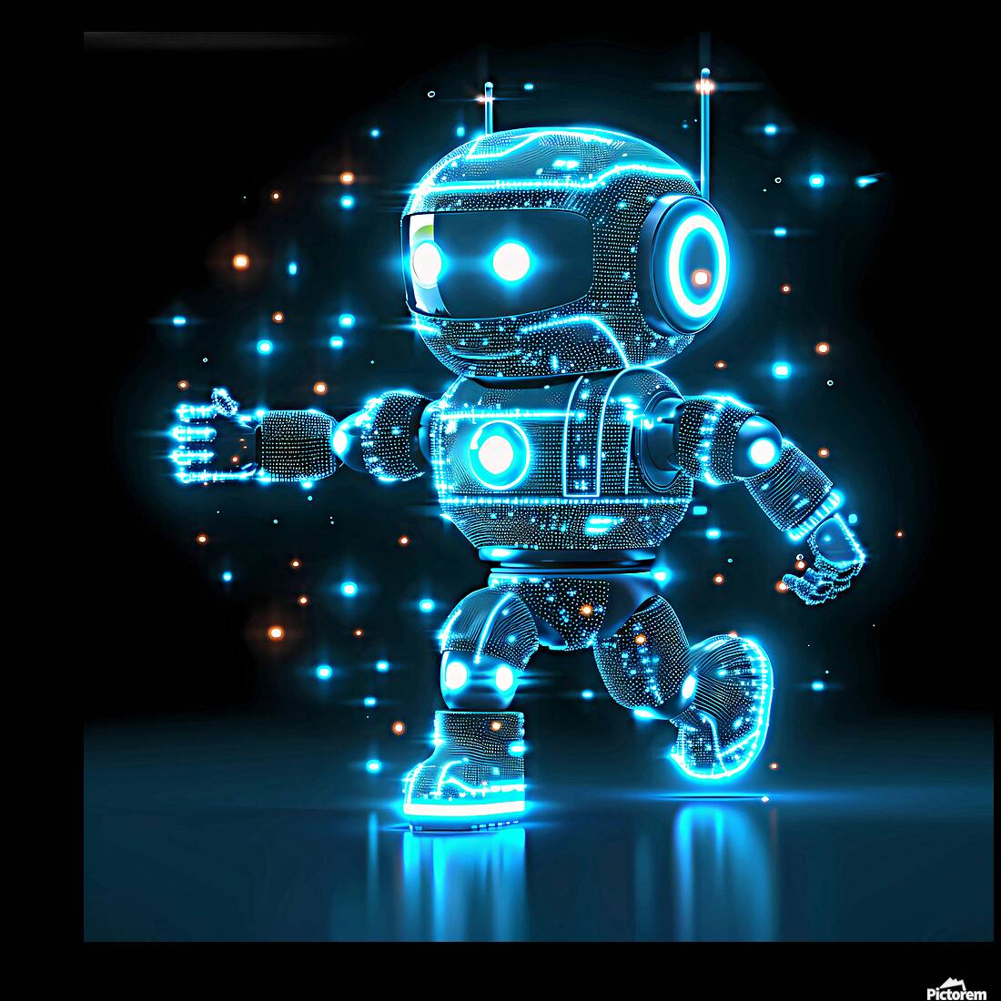 blue robot technology glowing Reproduction