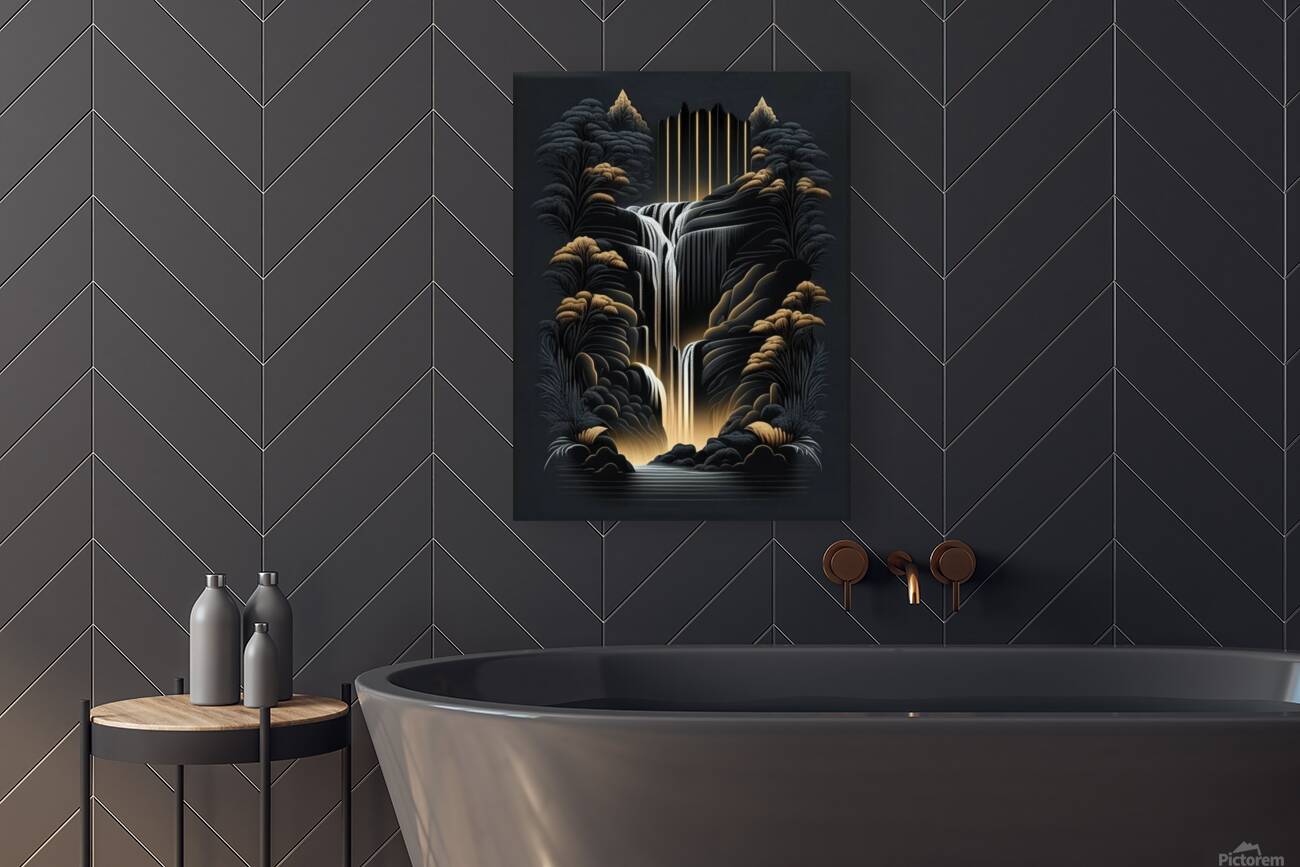 waterfall water nature springs rain drawing paint Reproduction