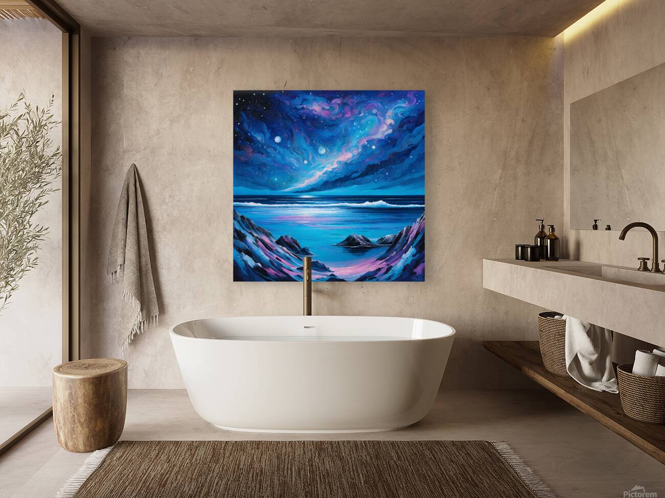 sea stars night nature ocean sky space galaxy nig Reproduction