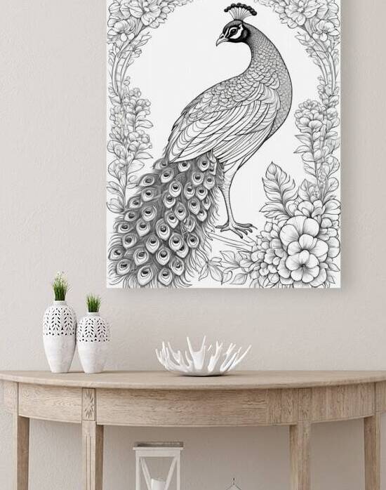 peacock coloring page kids bird animal nature bla by Sastroredjo