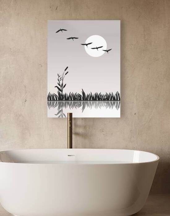 swamp pond grass reflection drawing nature silhou by Sastroredjo