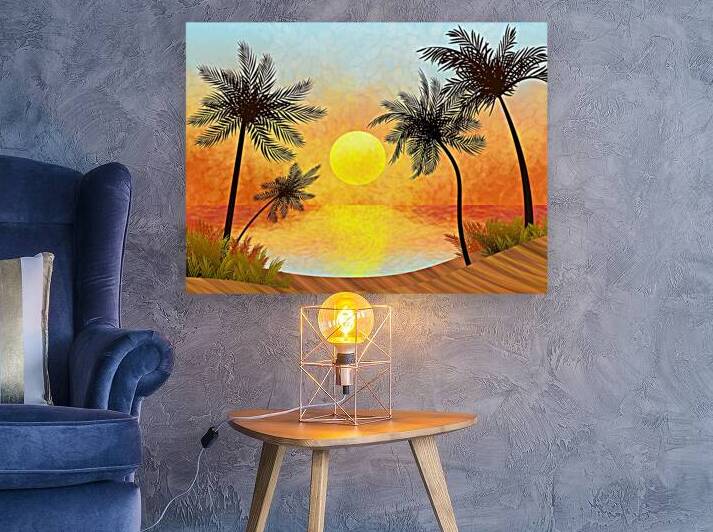 landscape illustration sun sky beach sea summer p by Sastroredjo