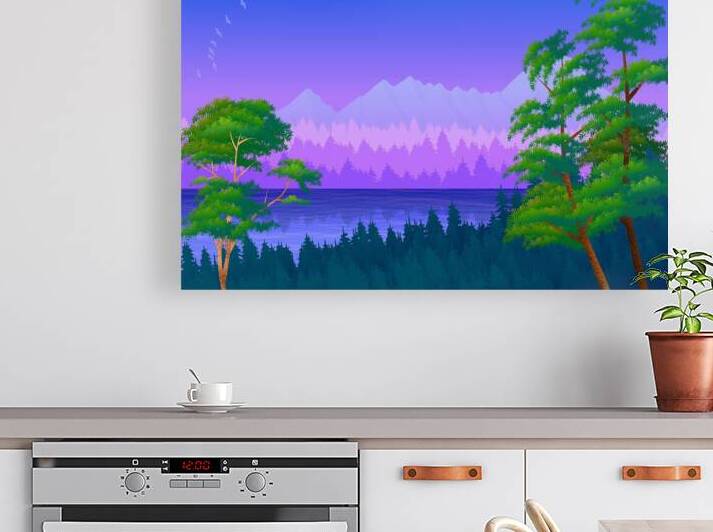 landscape illustration nature sky twilight trees by Sastroredjo
