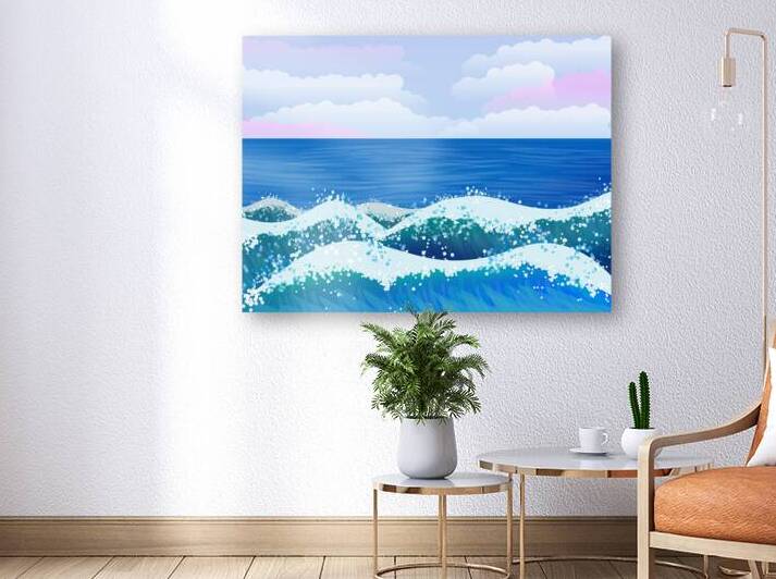 landscape sea ocean waves beach blue sky clouds h by Sastroredjo