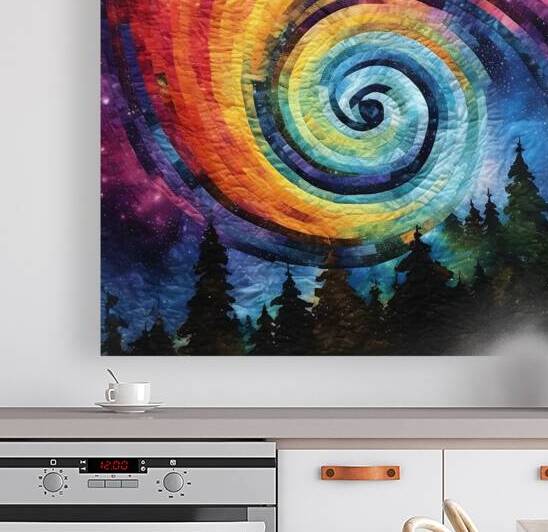 cosmic rainbow quilt artistic swirl spiral forest by Sastroredjo