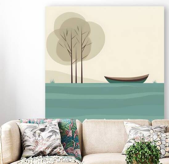 minimalist boat lake trees nature relaxing by Sastroredjo