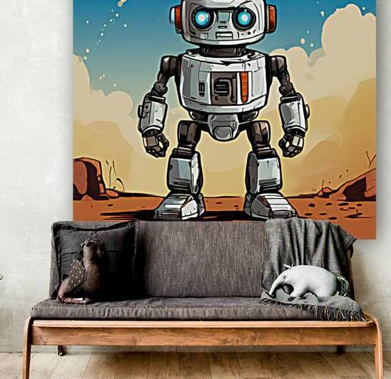 robot desert gigantic heat battle cartoon figure by Sastroredjo