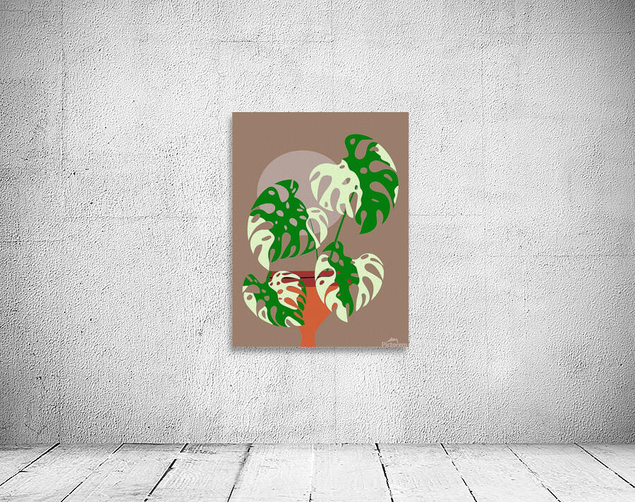 monstera plant boho floral background botanical d Wall Preview