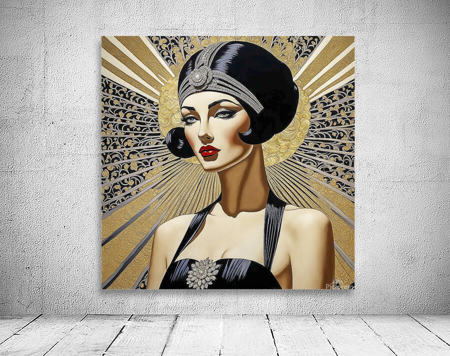 art deco beauty woman female gorgeous girl face p Wall Preview