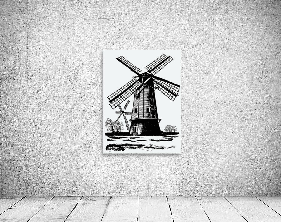 windmill drawing structure old vintage netherland Wall Preview