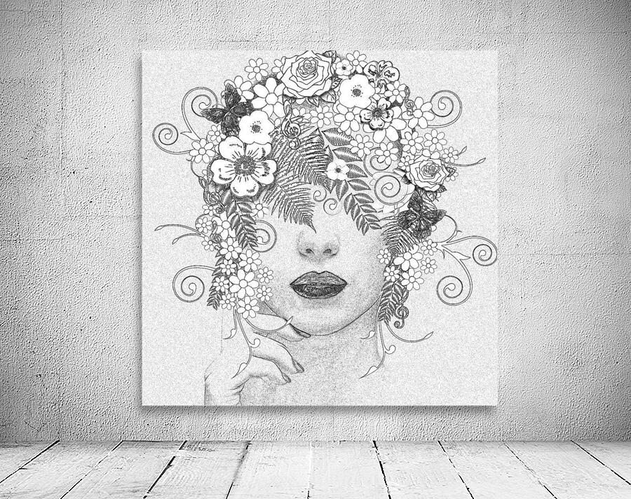 drawing picture art woman flower fairy muse sprin Wall Preview