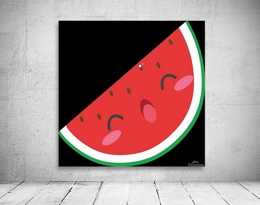 fruit watermelon cute kawaii healthy seeds face.j Wall Preview