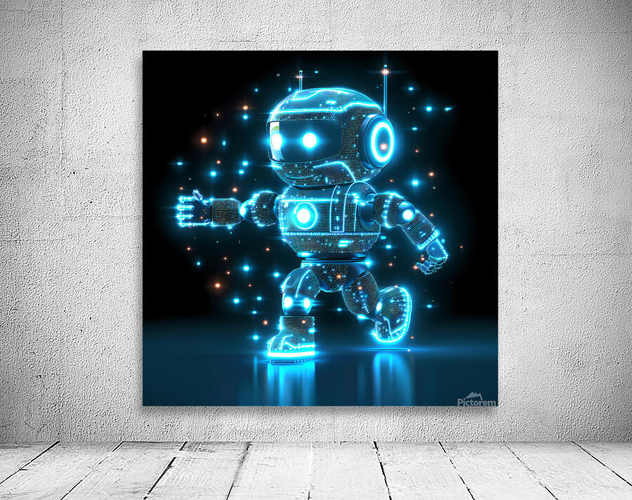 blue robot technology glowing Wall Preview