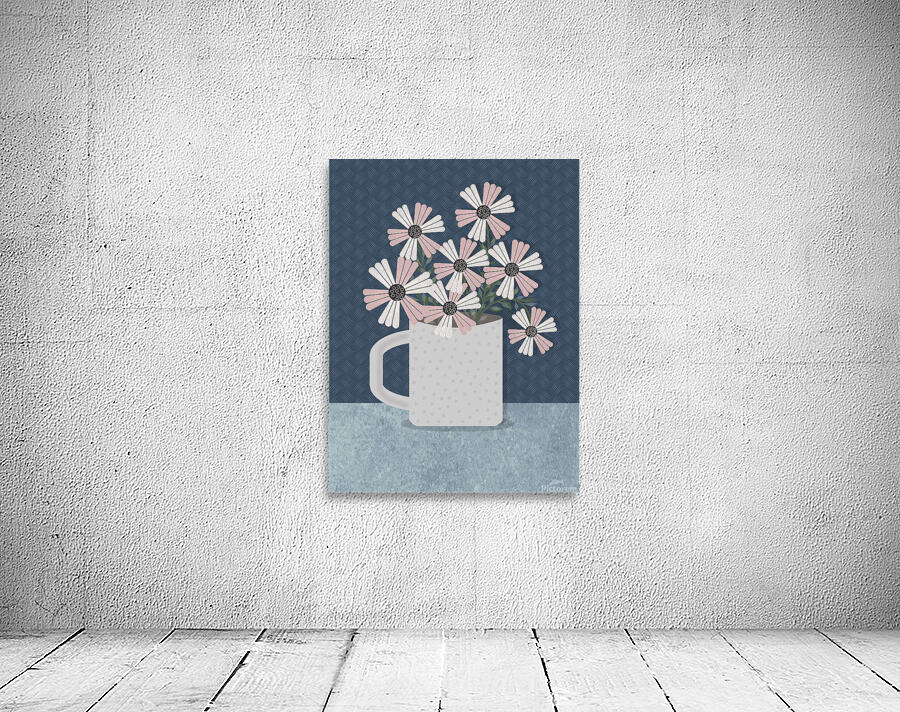 flowers mug drawing blue background pattern natur Wall Preview
