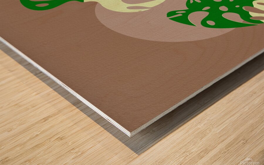 monstera plant boho floral background botanical d Wood print