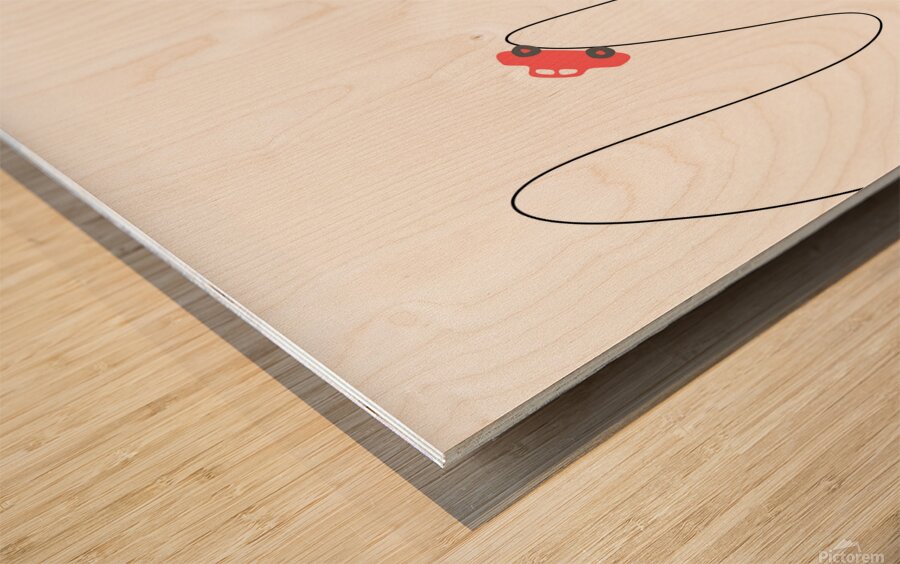 minimalist road automobile lineart comic ride Wood print