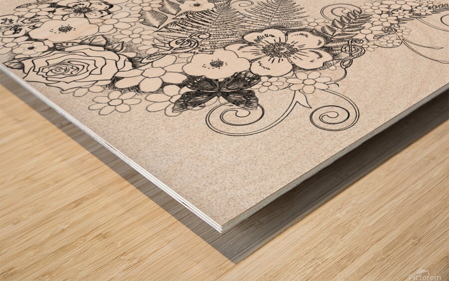 drawing picture art woman flower fairy muse sprin Wood print