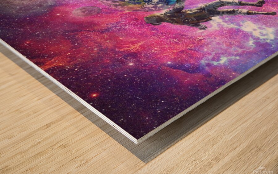 astronaut earth space planet universe fantasy ast Wood print