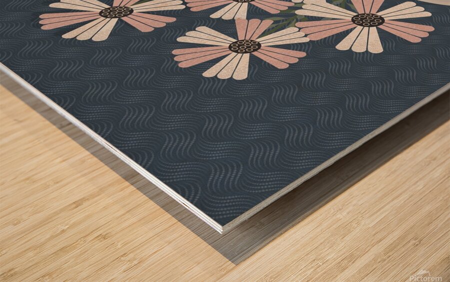 flowers mug drawing blue background pattern natur Wood print