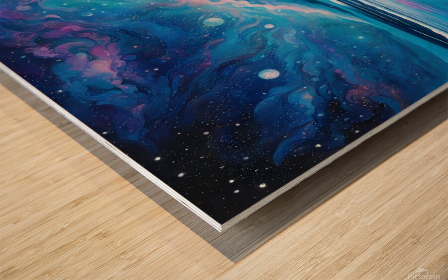 sea stars night nature ocean sky space galaxy nig Wood print
