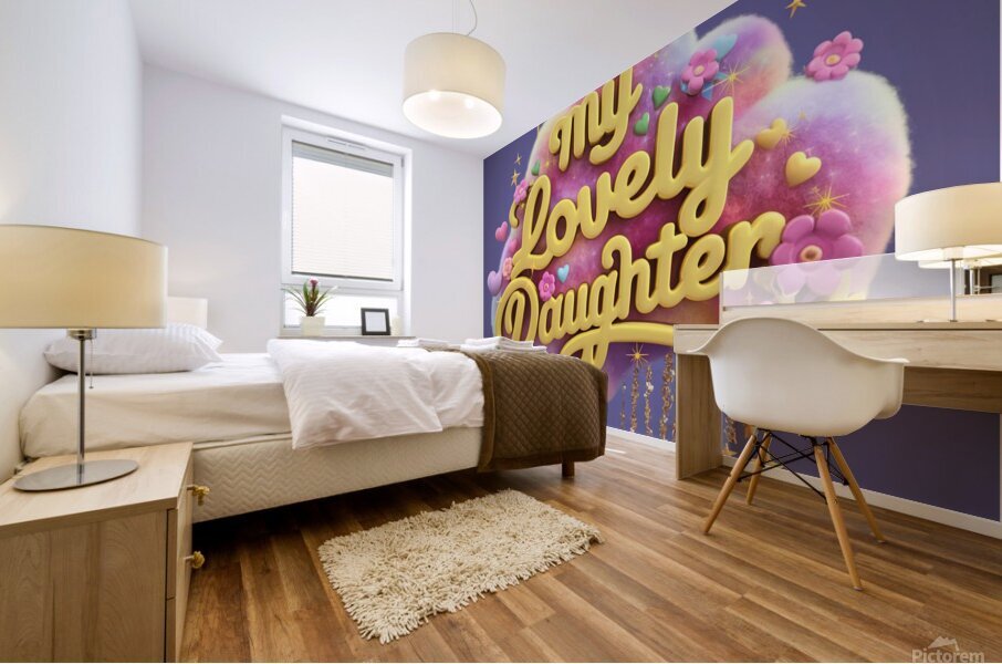 a mesmerizing 3d render showcasing the name  my lovely daughter Mural print