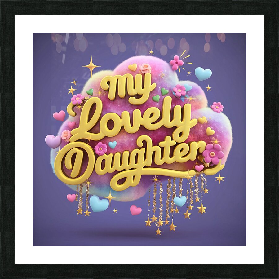 a mesmerizing 3d render showcasing the name  my lovely daughter Picture Frame print