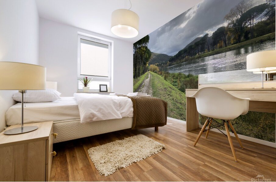 Strolling by a river Mural print