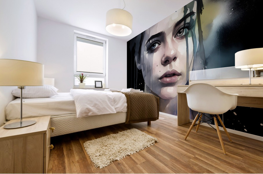 Girl watercolor no.4 Mural print