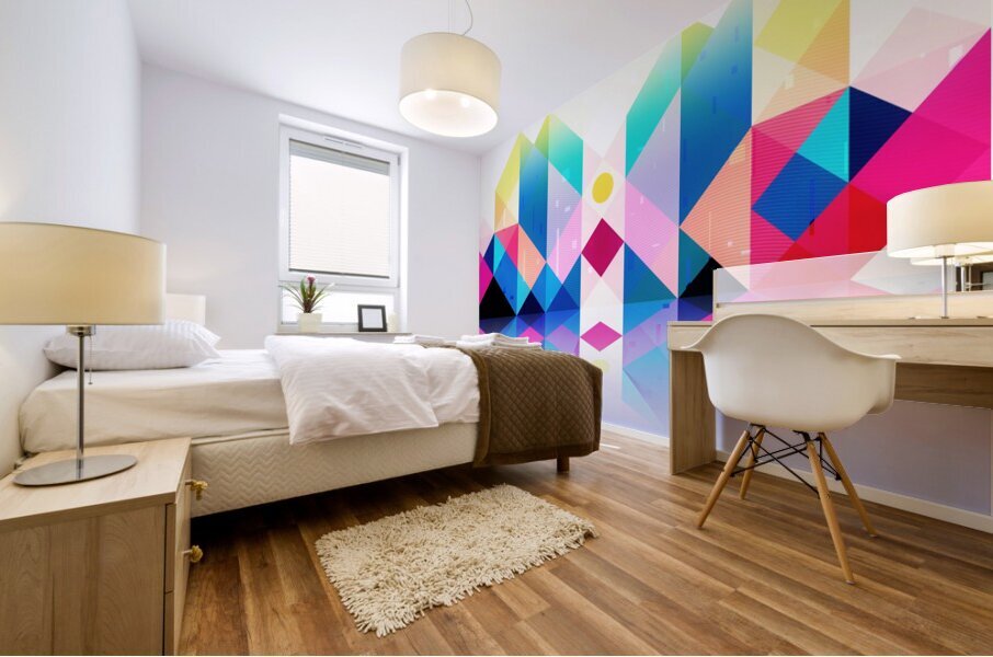 Colorful geometric landscape Mural print