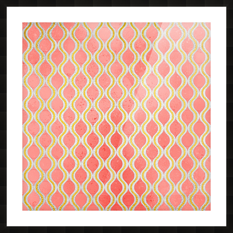 Gold - Living Coral Pattern I Picture Frame print