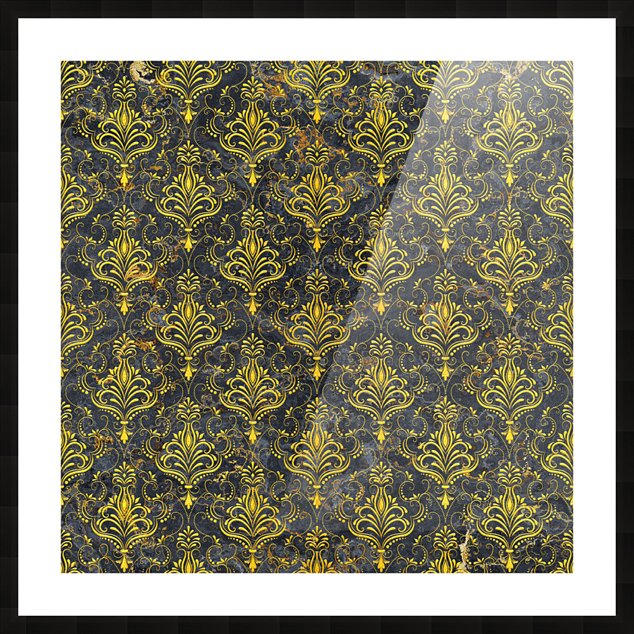 Golden pattern with marble Picture Frame print