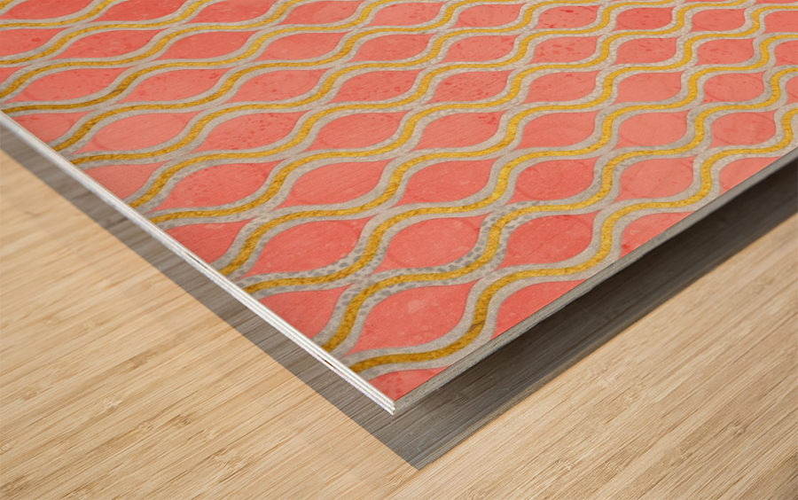 Gold - Living Coral Pattern I Wood print