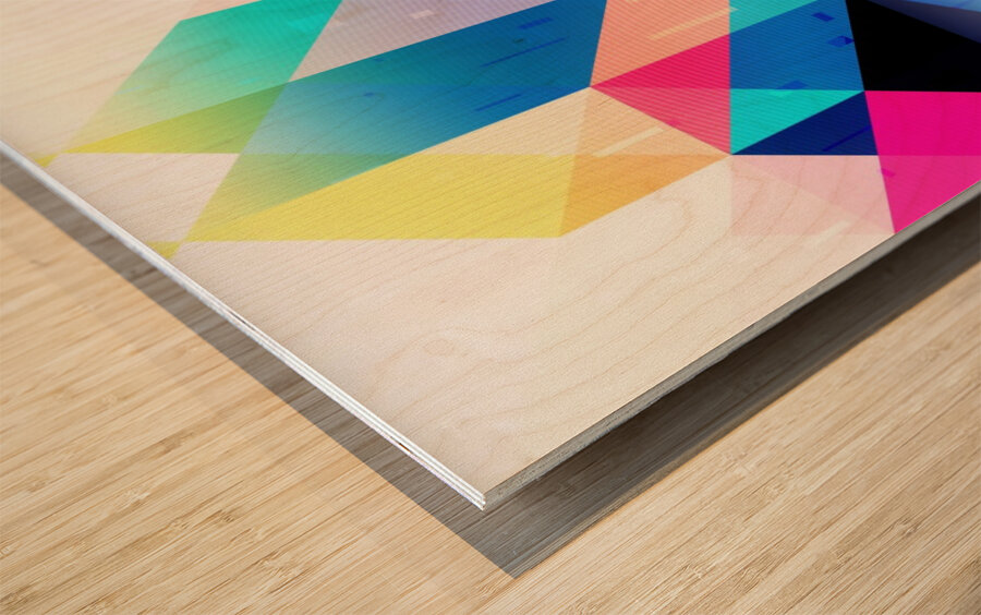 Colorful geometric landscape Wood print