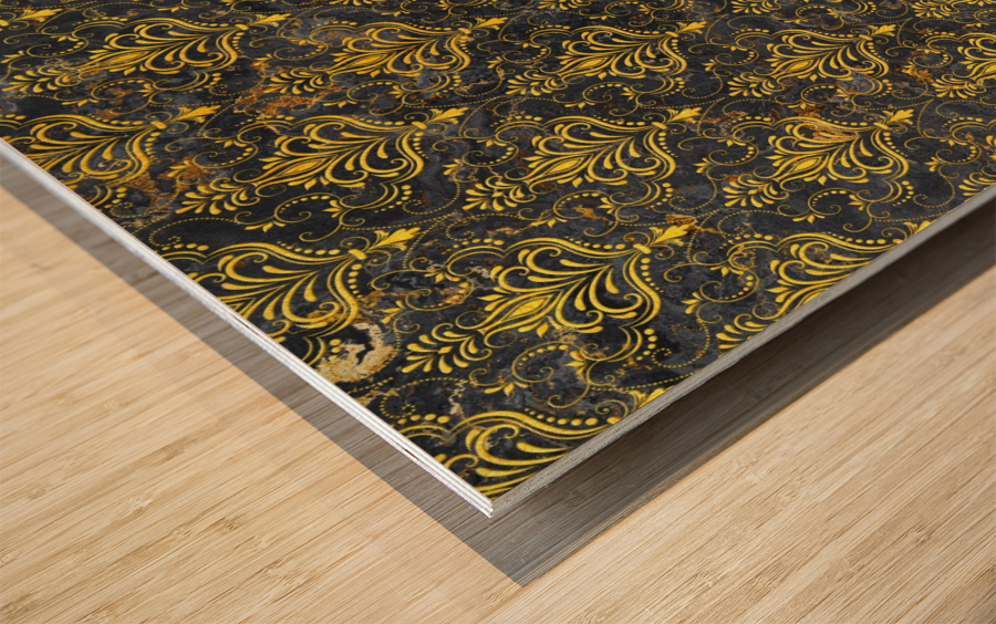 Golden pattern with marble Wood print