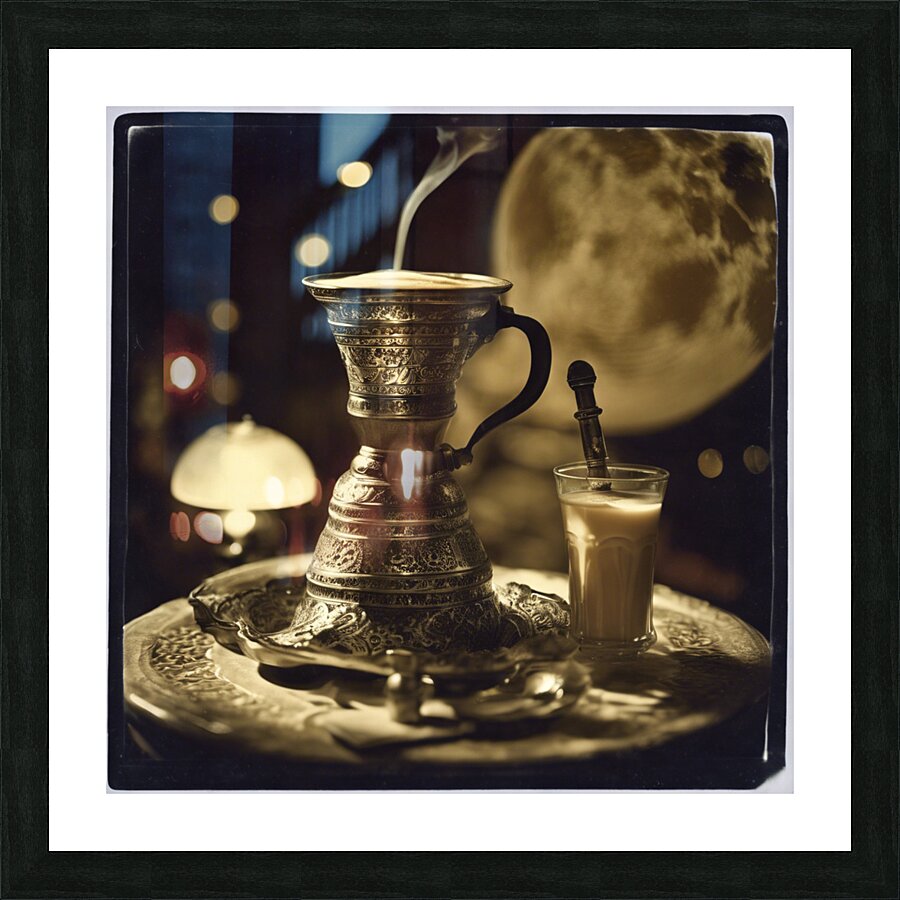 919882 hot coffee drink in old fashion glass ware Picture Frame print