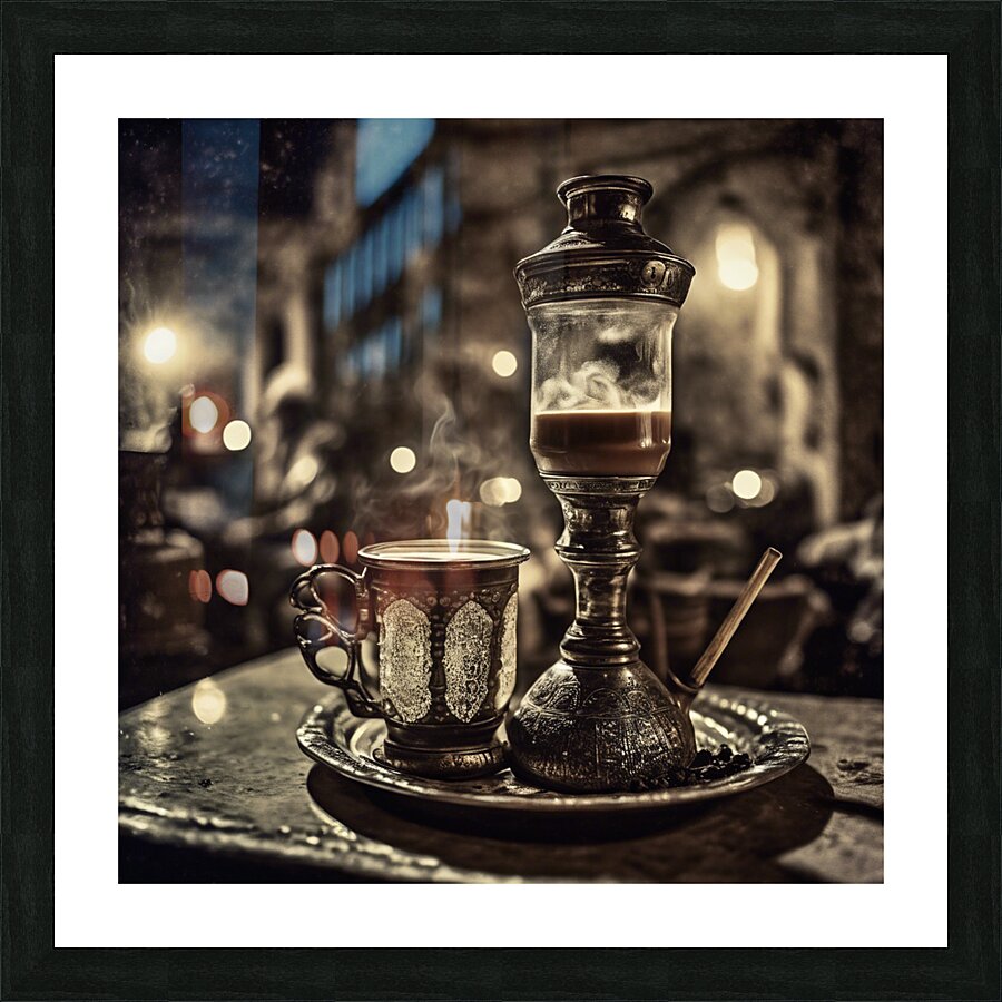 919879 hot coffee drink in old fashion glass ware Picture Frame print