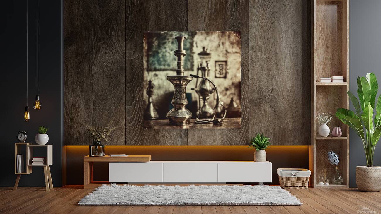 338690 shisha with light colored old Arabic backg Reproduction