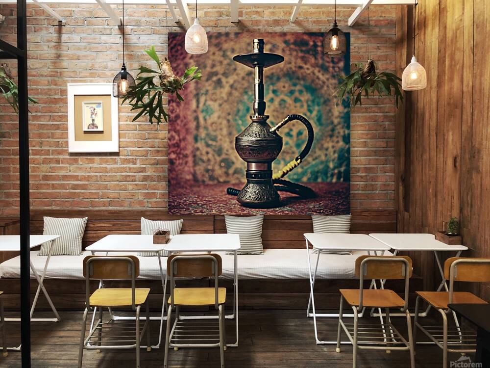 767711 shisha with colored old Arabic background Reproduction