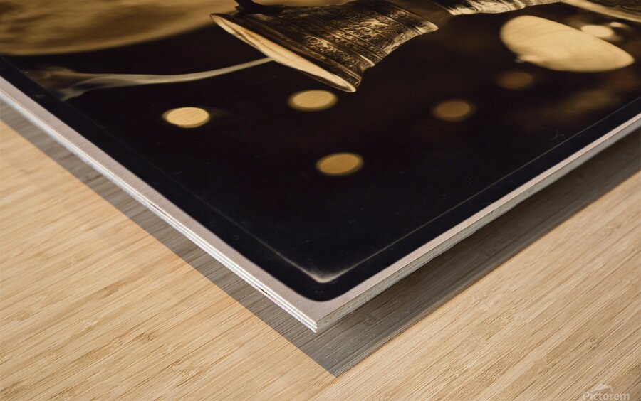 919882 hot coffee drink in old fashion glass ware Wood print