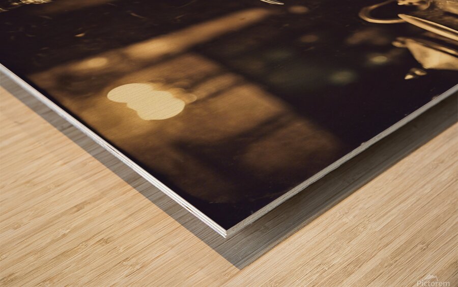 919881 hot coffee drink in old fashion glass ware Wood print