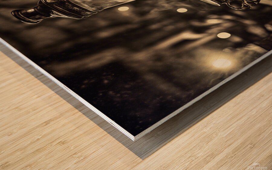 919879 hot coffee drink in old fashion glass ware Wood print