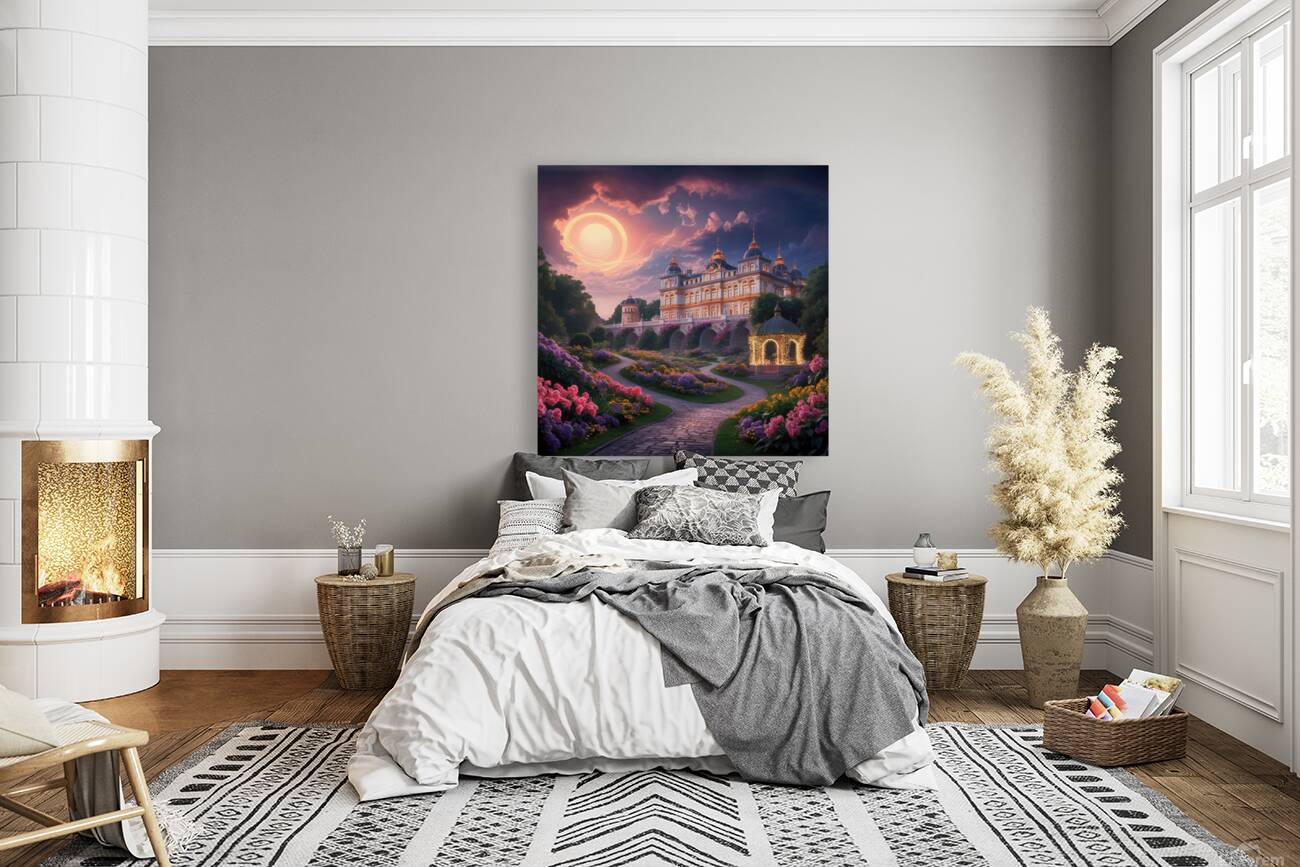 a stunning panoramic view of a grand palace and i Reproduction