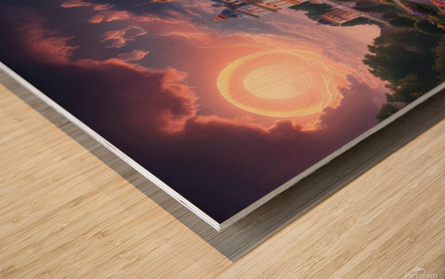 a stunning panoramic view of a grand palace and i Wood print