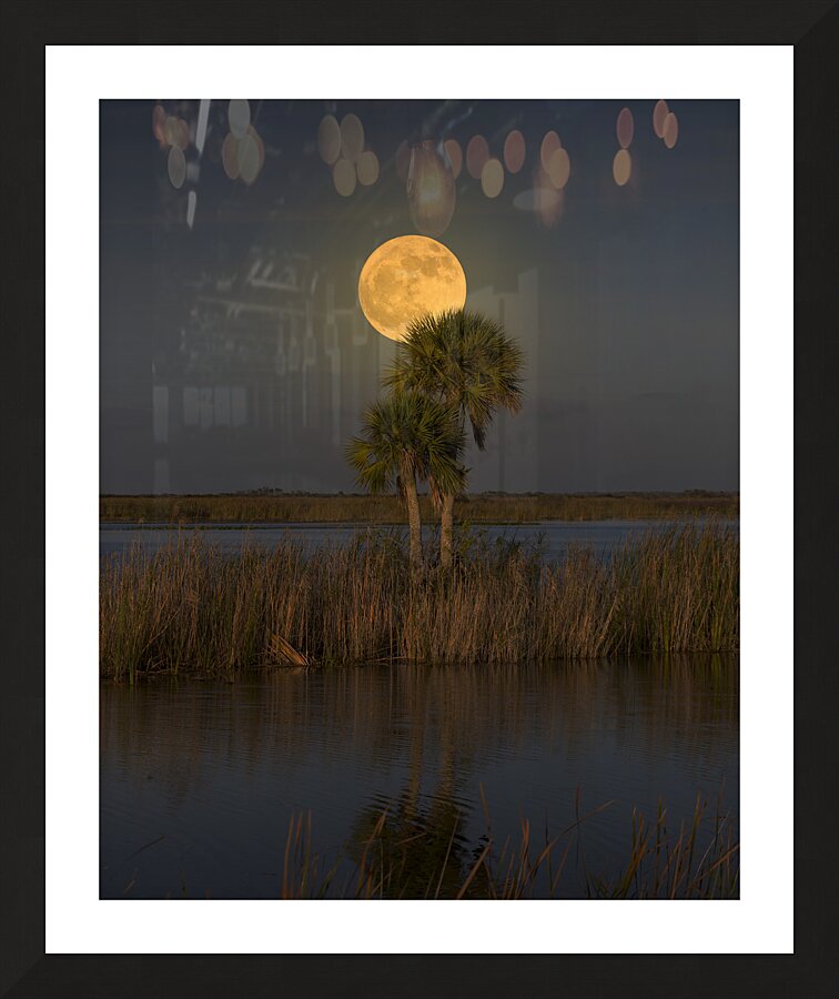 Full Moon River Picture Frame print