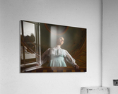 Young girl standing under a classical artwork of the cathedral ceiling Acrylic Print