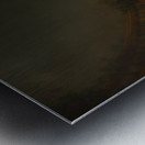 Young girl standing under a classical artwork of the cathedral ceiling Metal print