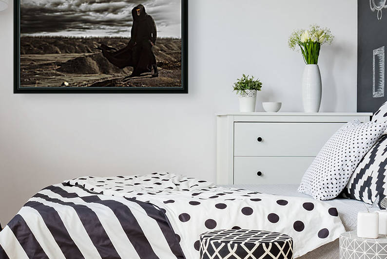 A man is standing alone in a desert land by Artmood Visualz