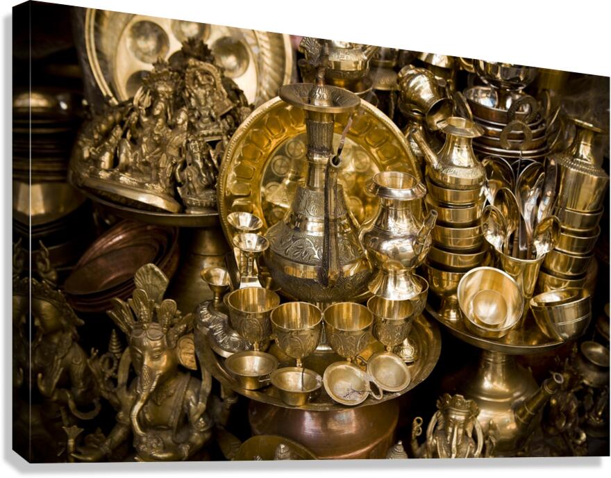 Brass and Copper Asian Market Bazaar Canvas Print