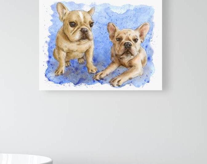 French bulldog portrait watercolor painting by Kevin Miller Photography
