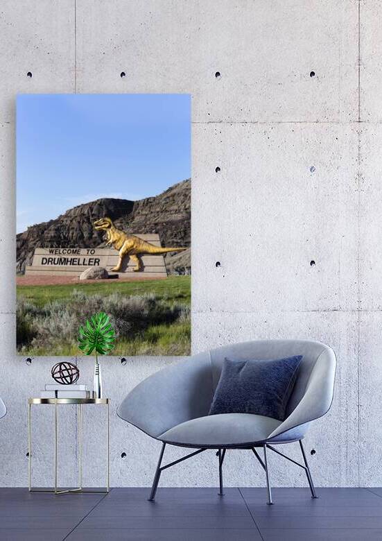 Drumheller Welcome Dinosour Sign Badlands Alberta  by Kevin Miller Photography